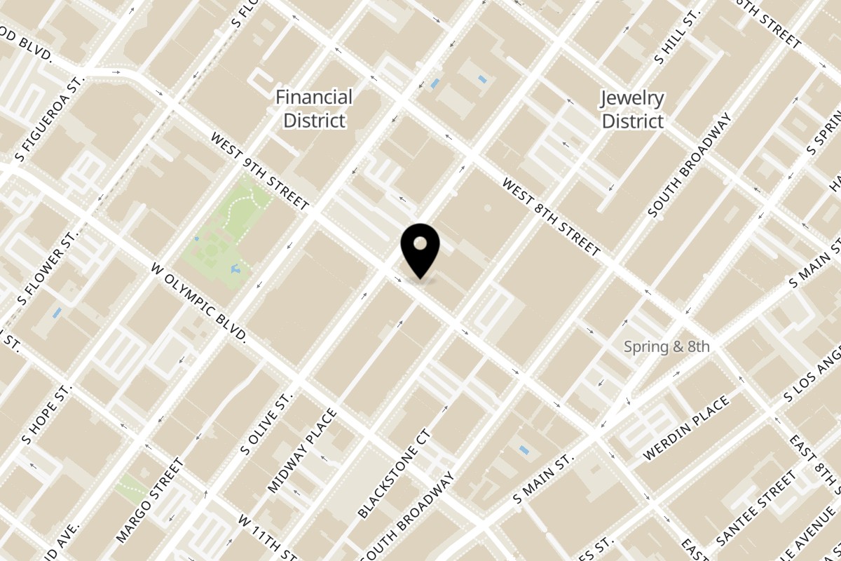 Map showing the location of Sakana Sushi Lounge DTLA on 321 W 9th St in Los Angeles